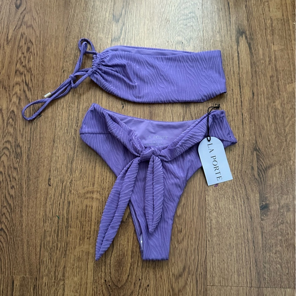 La Porte Lavender two piece Swimwear size small swimsuit swimwear high cut